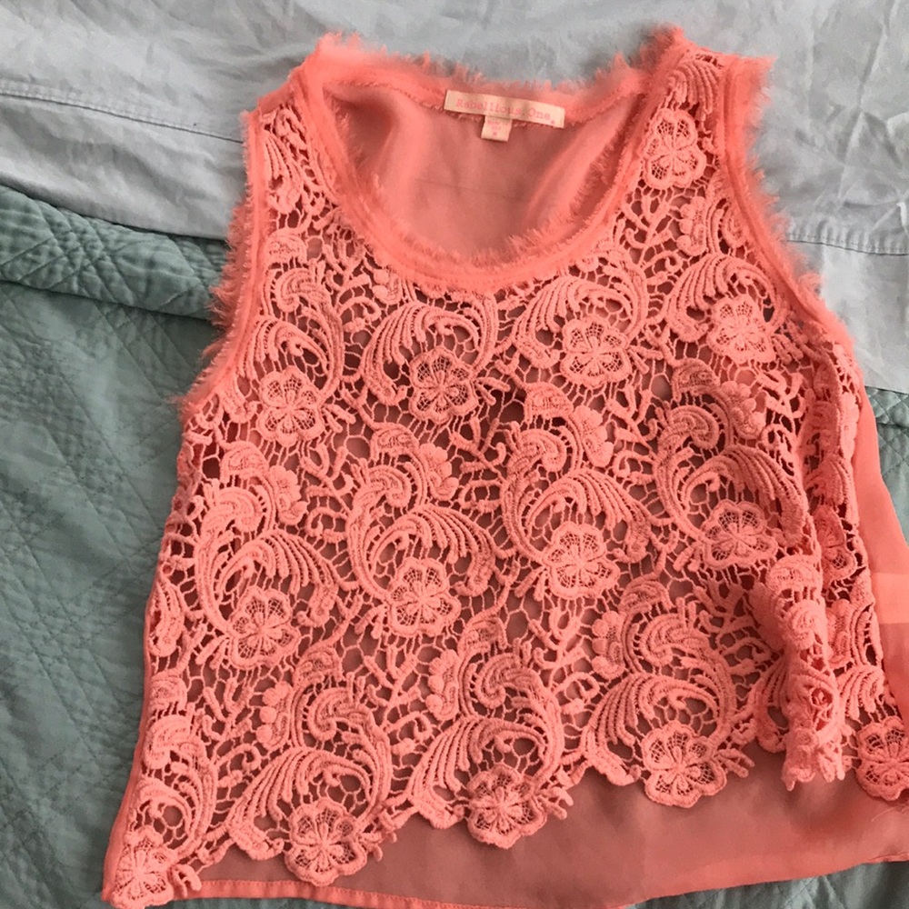 Coral Lace Top